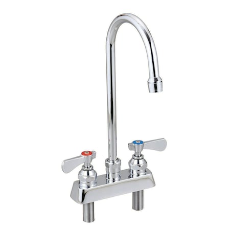 Bk Resources OptiFlow Solid Body Faucet, 5" gooseneck spout, 4" O.C. deck mount BKF-4DM-5G-G